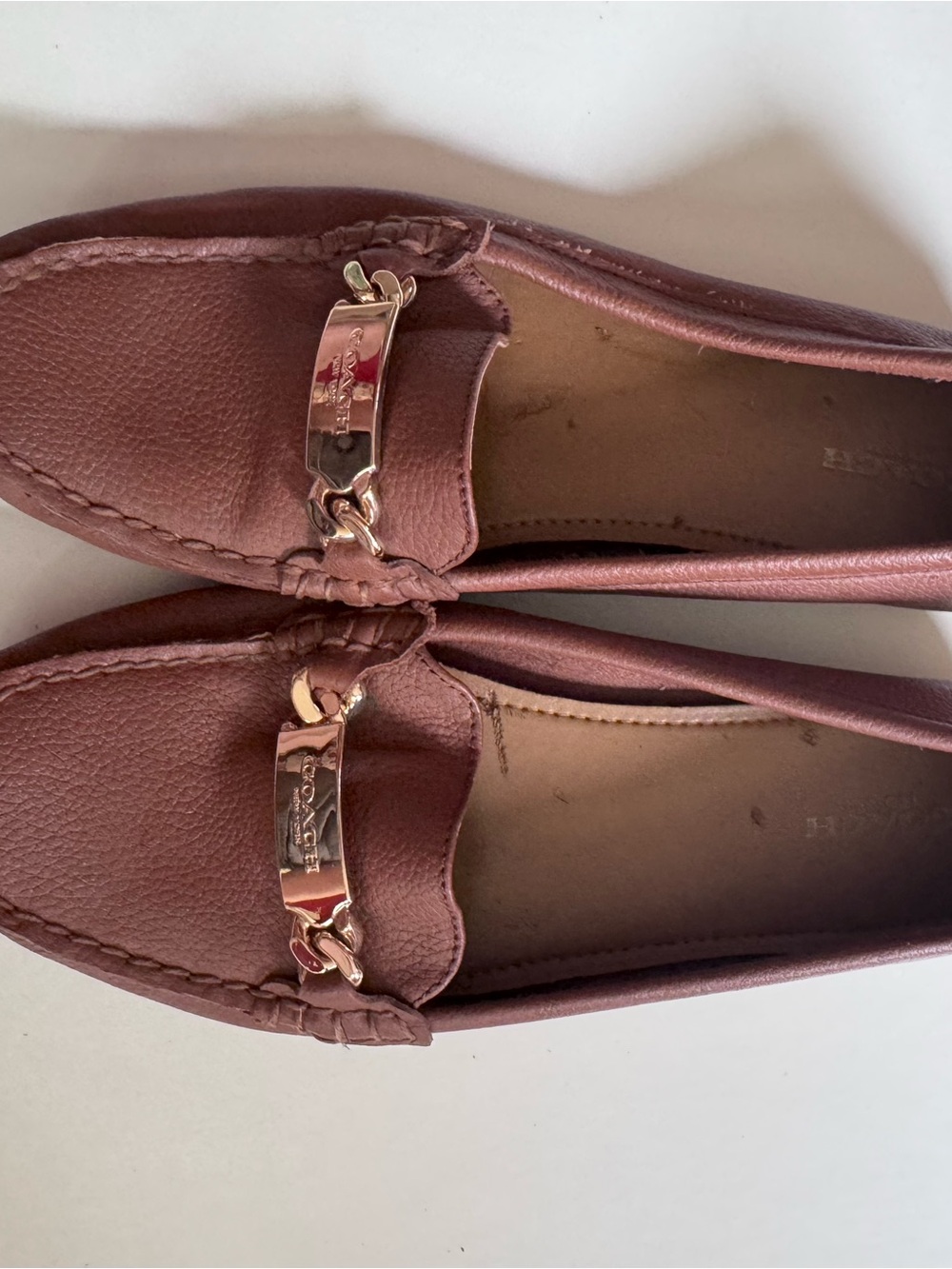 Coach Women’s Cognac Leather Moccasin Loafers
